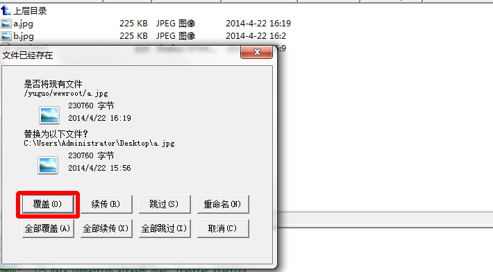 覆盖文件 覆盖文件